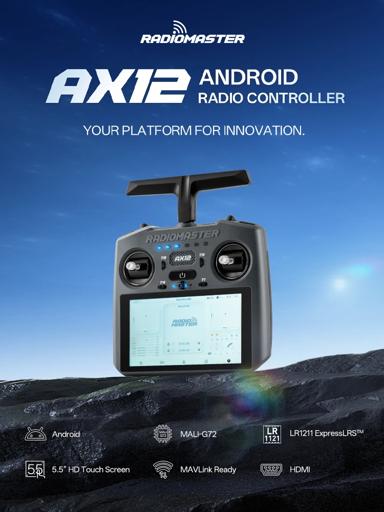 Nowy pilot Radiomaster Ax12 Lbt 2.4Ghz Sub-G 900Mhz Expresslrs 5.5" HD 720P z ekranem dotykowym 64-bitowy nadajnik Android do drona FPV — Zdjęcie 2 z 2