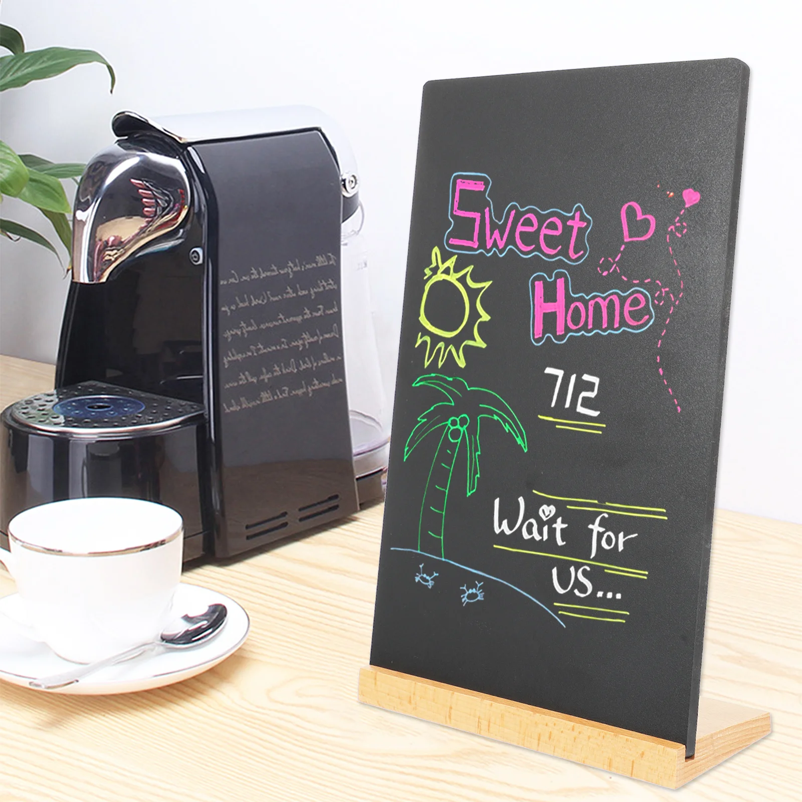 1 Juego de pizarra pequeña con soporte, decoración creativa de pizarra, tablero de mensajes para el hogar y la Oficina, aviso de escritorio, escritura de notas borrable