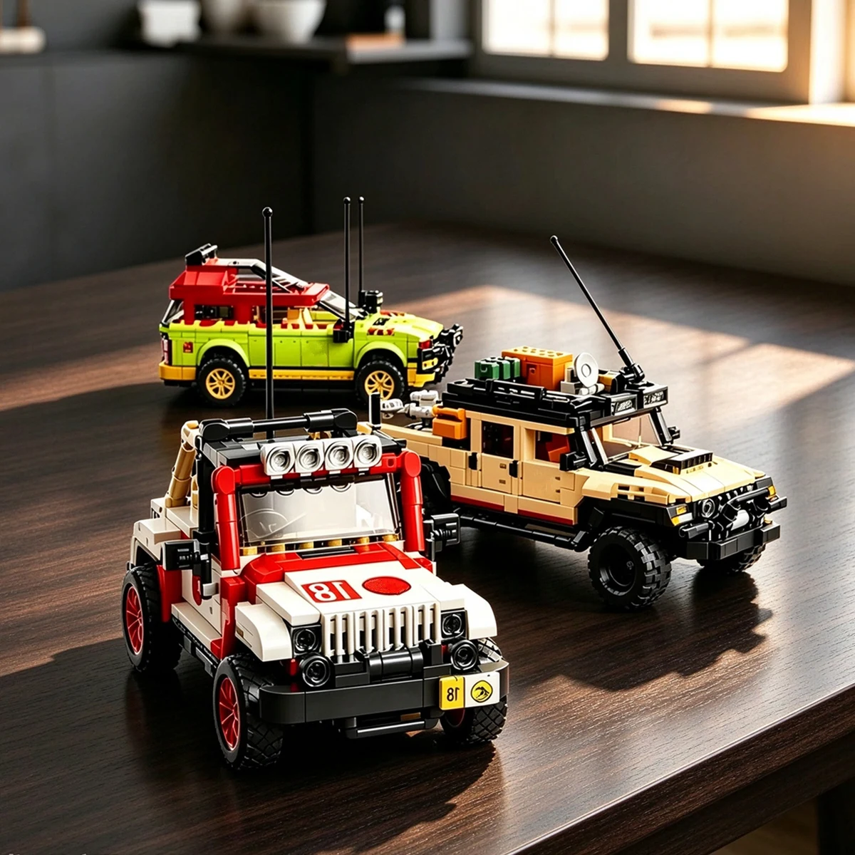 Vechiel DINO World MOC Home Decor Display Creative Off Road SUV Technical Model Building Block Toy Birthday Gift Party