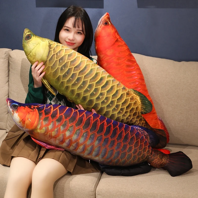 

30-100cm Lifelike Golden Arowana Fish Plush Toy Stuffed Soft Animal Sleep Pillow Sofa Cushion Decor Creative Toys for Girls