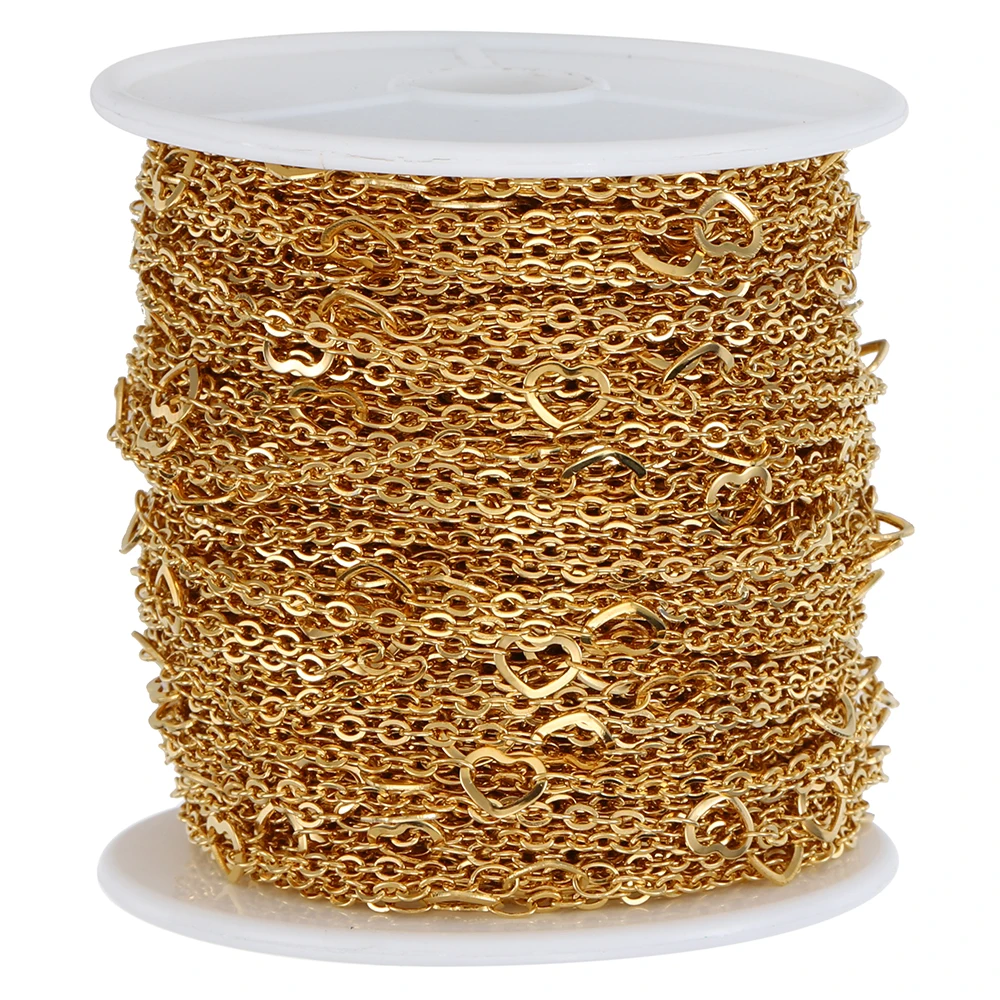 2meters/1meter Love Heart Stainless Steel Chains Cable Curb Chains for Jewelry Making DIY Chain Necklace Bracelet Components
