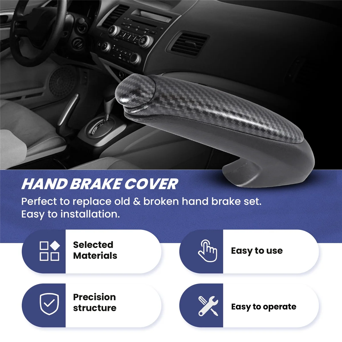 Palanca de freno de mano de carbono para aparcamiento Interior de coche, cubierta de agarre para Honda Civic 2006-2011, 47115-SNA-A82ZA