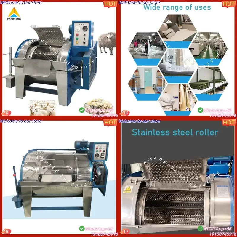 CE Certificate Commercial Industrial Washing Machine Large Capacity Stainless Steel Drum for Cotton Wool Silk Bed Sheets Fur