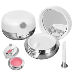 2Pcs Lips Balm Jars 15g Lip Mask Holder Box Silicone Lip Brush Mirror Refillable Lipstick Pot Lip Protector Sample Containers