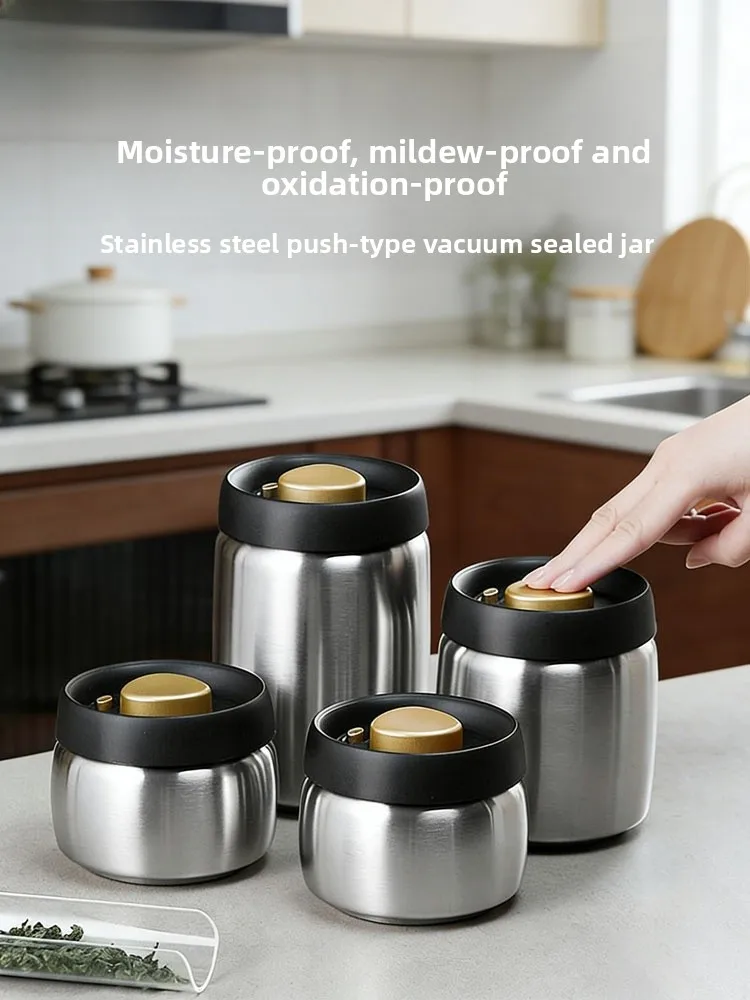 

Vacare 304 Stainl Steel Vacuum Sed Storage Jar Moisture Proof Mold Proof Oxidation Proof Prure pe Kitchen Storage ...