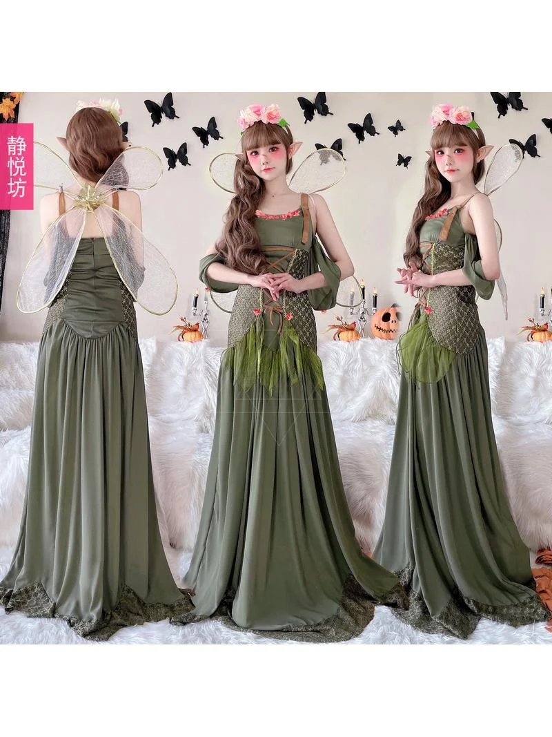 

Костюм дикой феи на Хэллоуин для взрослых, длинная юбка, женское модное сценическое представление, традиционный китайский...