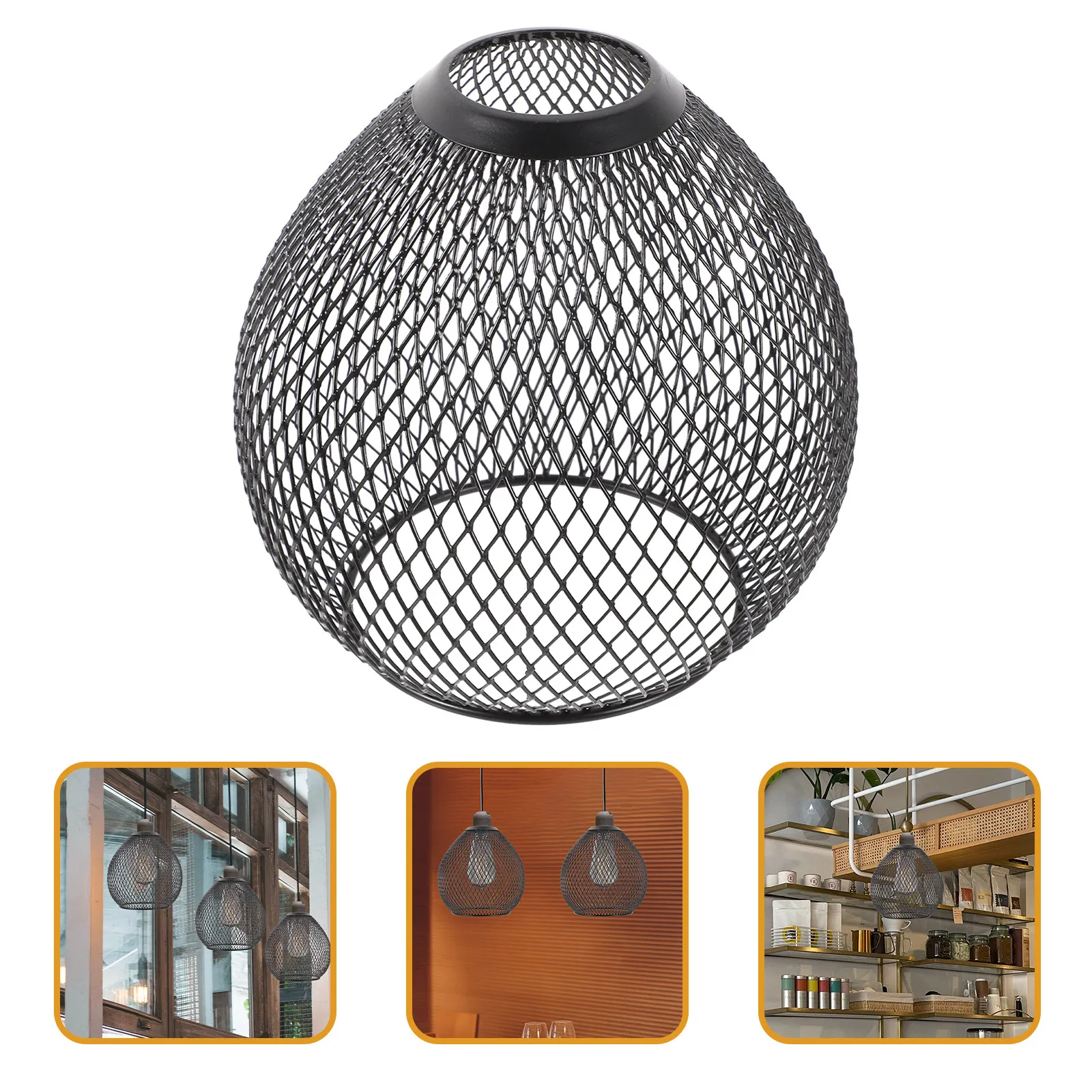 

Hollow Out Water Drop Pendant Lamp Shade Metal Wire Mesh Light Cover Vintage Ceiling Lampshade Decorative Light Bulb Cage Guard