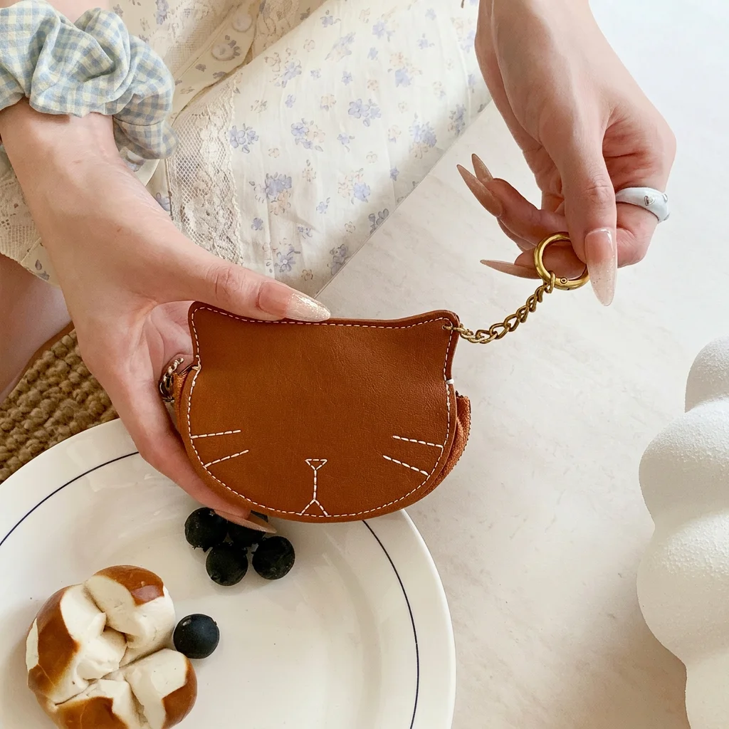 Portable Zipper Coin Purse Compact Pu Leather Coin Bag Mini Coin Pouch Adorable For Casual Dates Daily Outings Commuting
