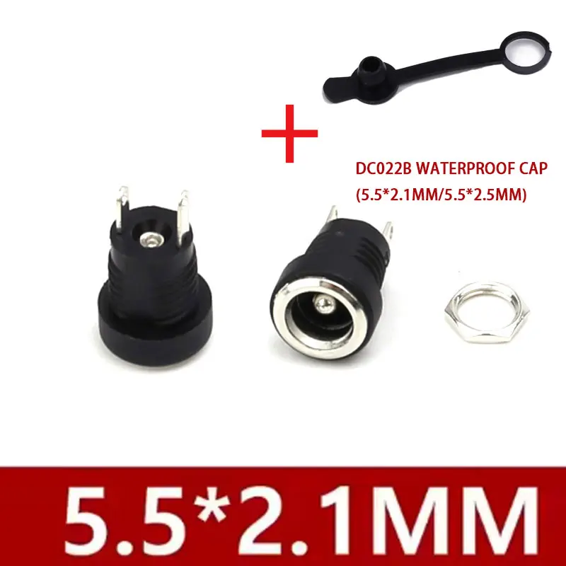 10/200PCS DC022B 5.5 x 2.1mm DC Power Jack Supply Socket 3.5x1.3 DC Female Panel Mount Connector Plug Adapter 5.5*2.5MM 2 Pin