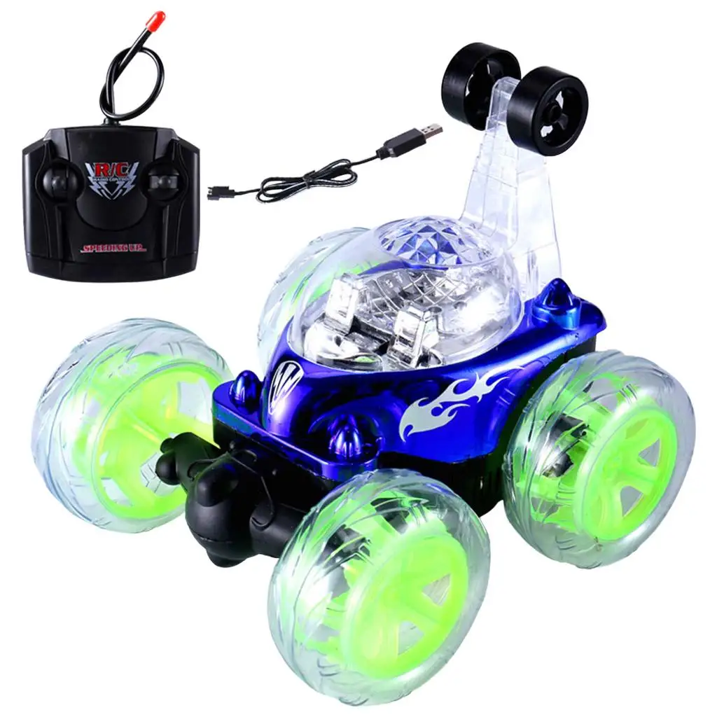 4WD Remote Control RC & Deg; Rotating Toy; Lights for Kids Rechargeable Vehicle with Colorful Lights
