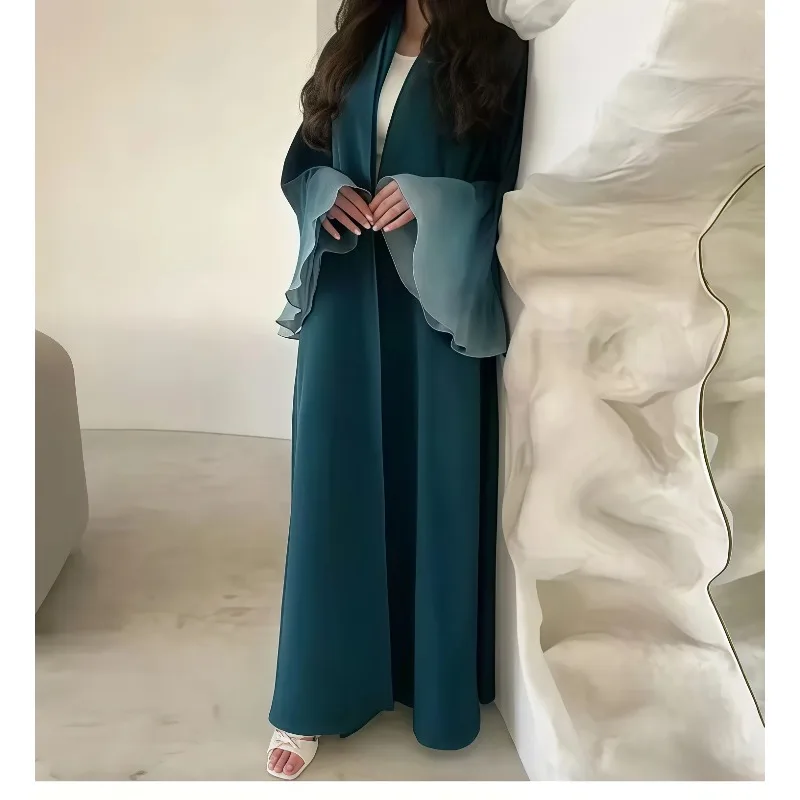 

GHGK Элегантное темно-бордовое длинное пальто в стиле Абая, скромная мода для ближневосточных женщин, идеально подходящее для официальных повседневных мероприятий