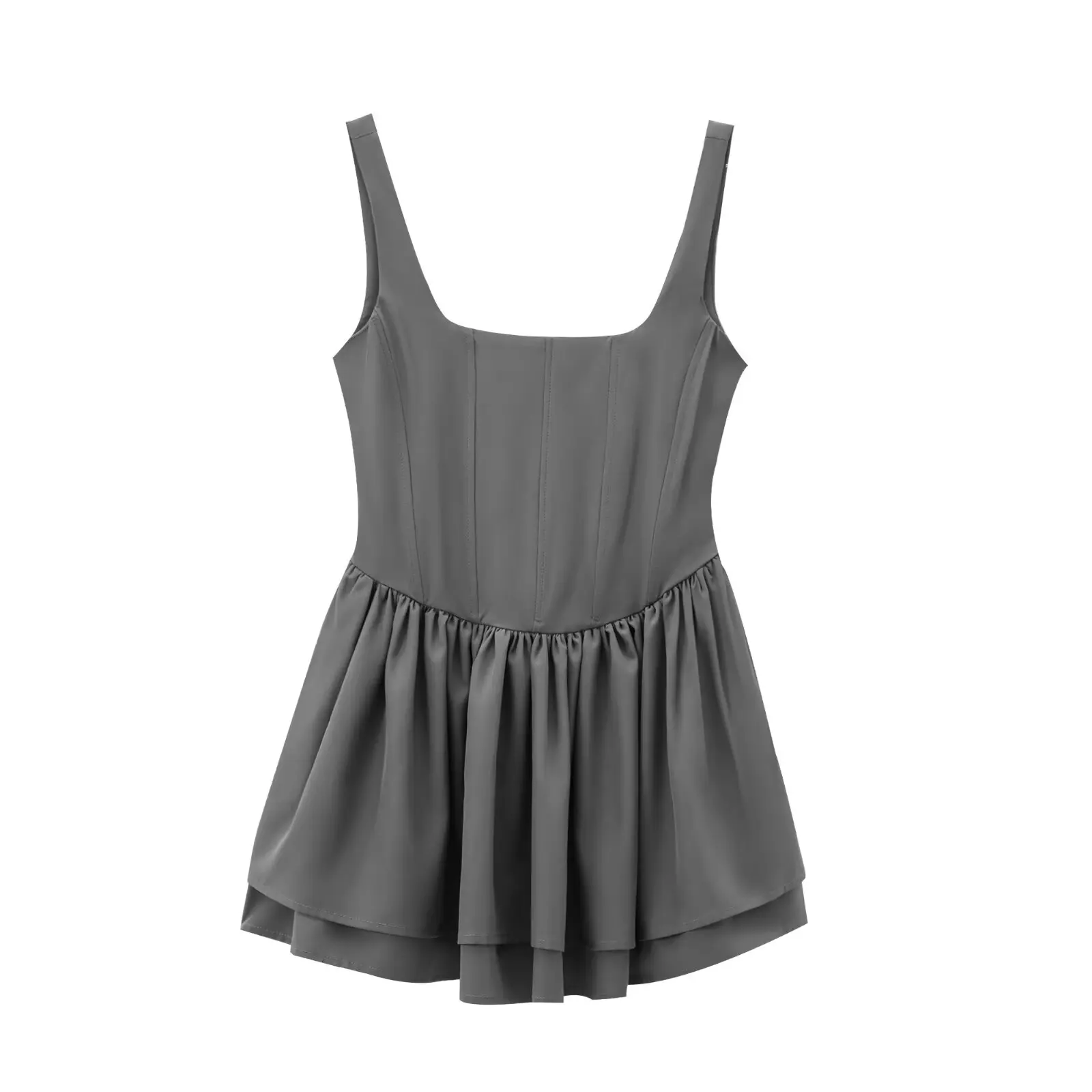 Fashion Solid Sling Mini Dress For Women Square Collar Sleeveless Backless Evening Party Short Dresses Female Club Chic