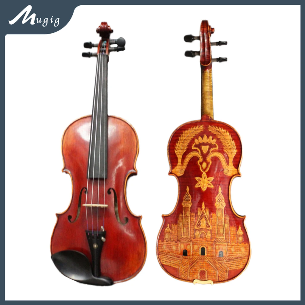 

Master Advanced Violin Fiddle Antique Castle Carved Eureopean 1716 Violino Stradi Style Open Clear Tone Strings Instrument SET