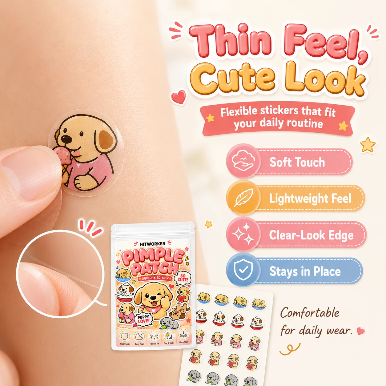 240/120/72Pcs/Bag Cute Otter Water Acne Stickers, High Quality Salicylic Acid, Tea Tree Oil, and Calendula Oil Acne Patch image 3