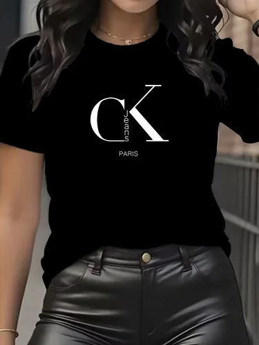 Verano marca de lujo moda dibujos animados estampado de letras cuello redondo ropa de manga corta Camiseta tendencia mujer verano Y2K top