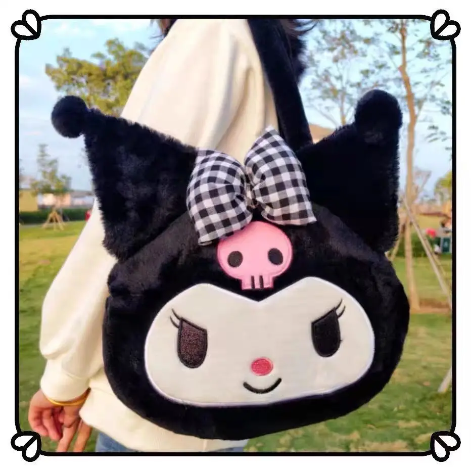 

Kawaii Sanrio плюшевая сумка Kuromi Cinnamoroll плюшевая сумка через плечо My Melody женская сумка большой емкости Plushies Tote Bagpack подарки