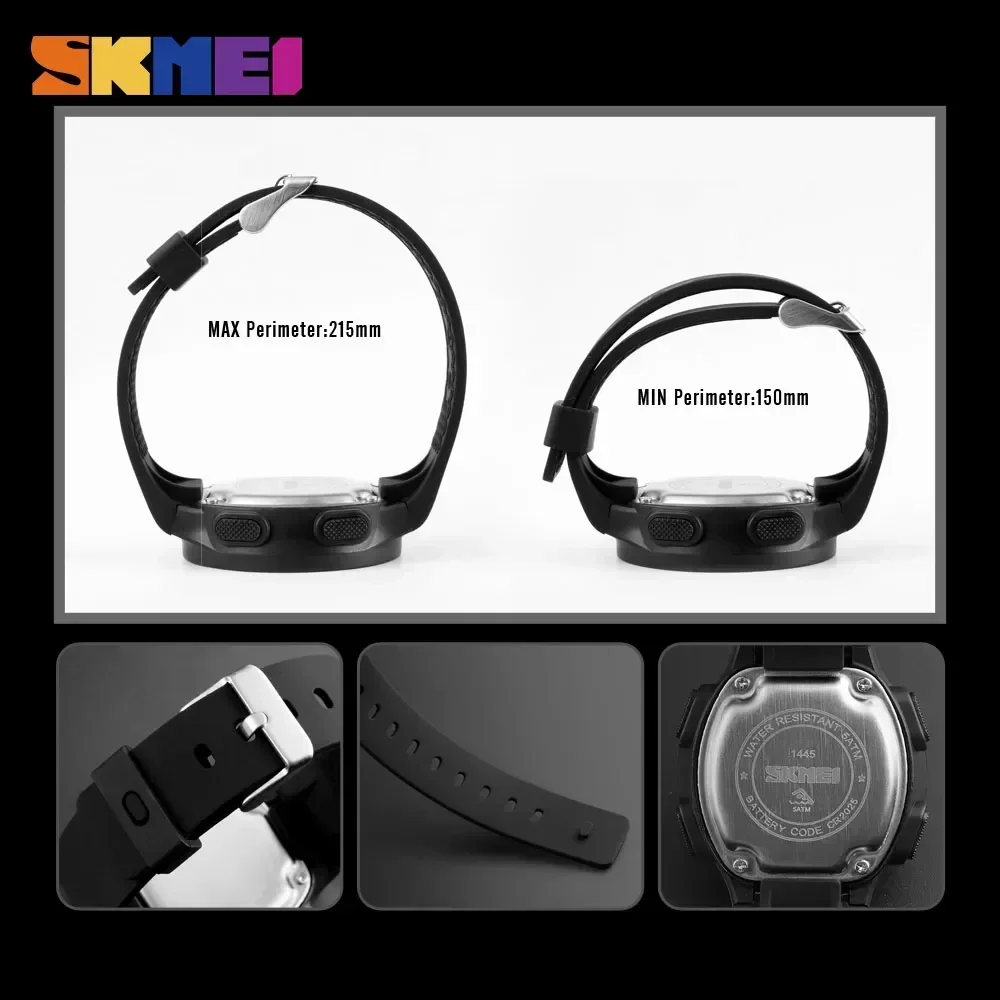 SKMEI 1445 Watches reloj hombre Comfortable Simple Digital Men Women Watch 2 Time Waterproof Mens Ladies Sports Wristwatches