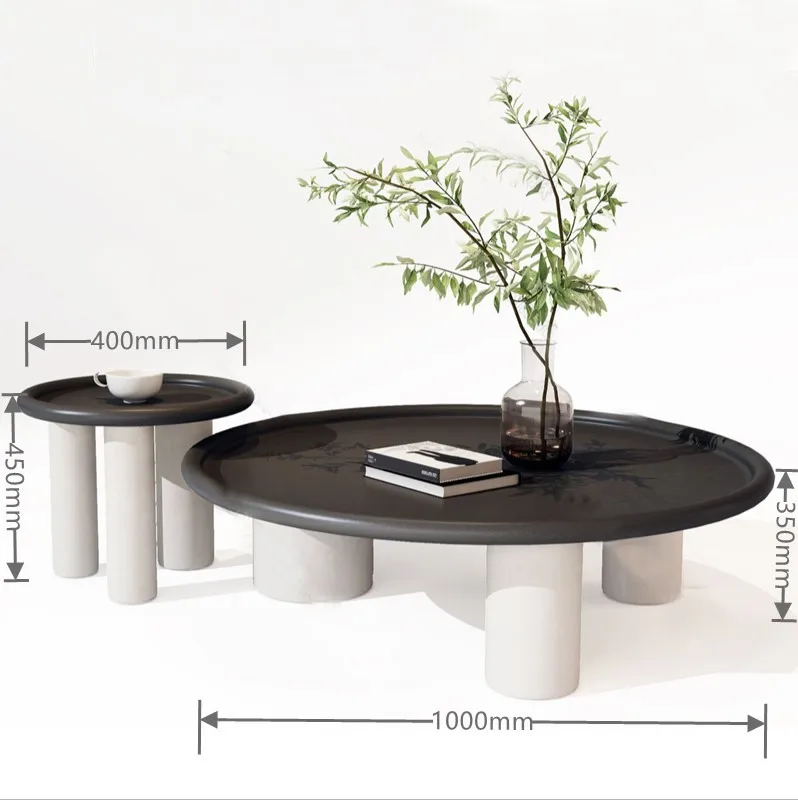 Tavolino da caffè rotondo in legno massello dipinto con pianoforte Tavolino da tè moderno semplice in acciaio inossidabile telescopico