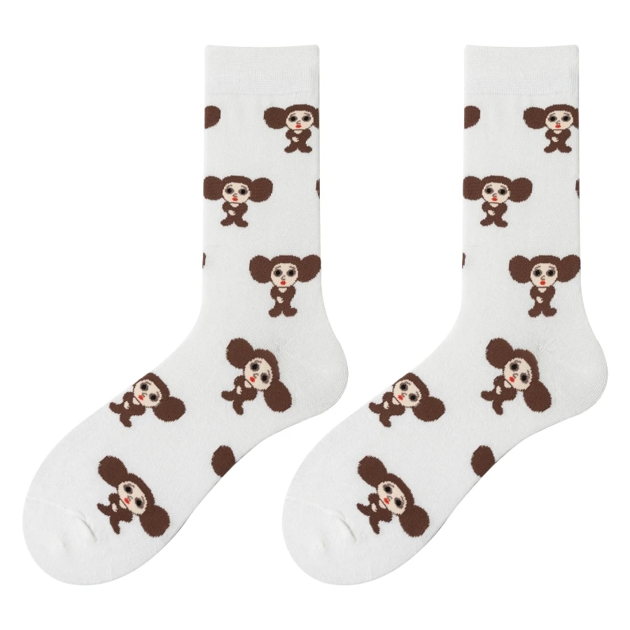 MYORED 1 double set of autumn and winter new big ears small cartoon pattern men's cotton socks