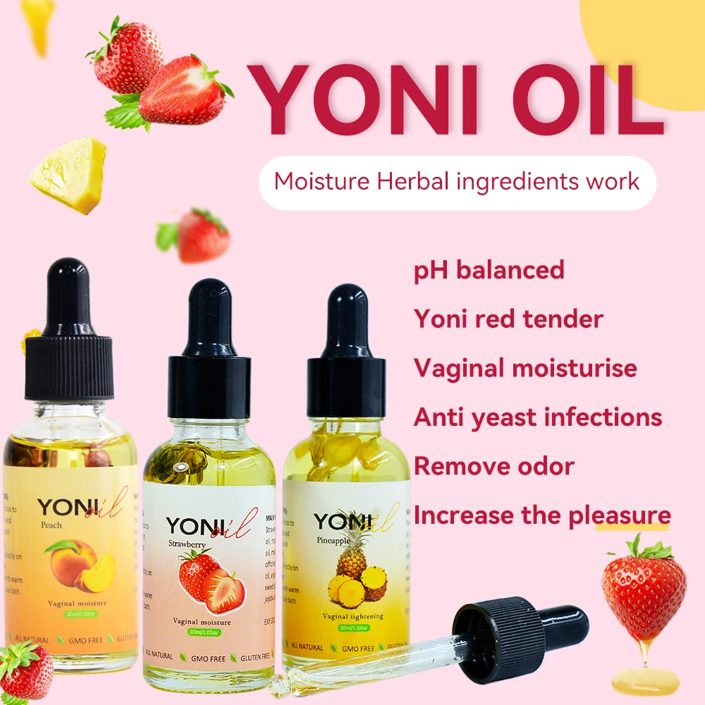 Strawberry Natural Yoni Essential Oil Feminine Hygiene Moisturise Vagina Rejuvenation Tightening Detox For Lady Remove Odor