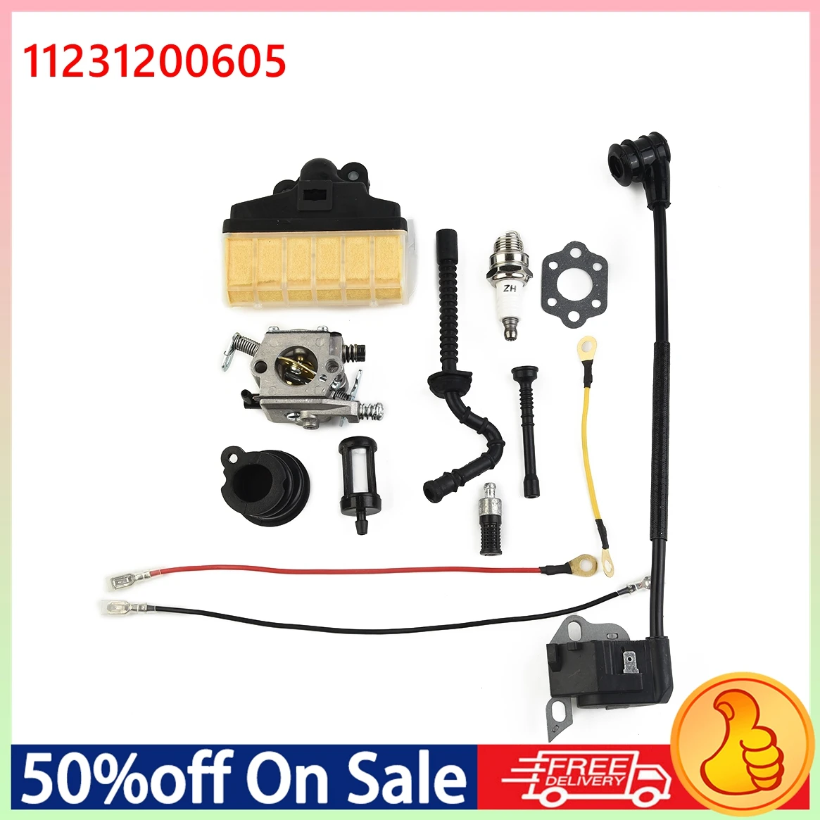 Carburetor Ignition Coil Kit For Stihl 021 023 025 MS230 MS250 MS210 021 025 Chainsaw 11231200605 Air Filter Fuel Pipe Set