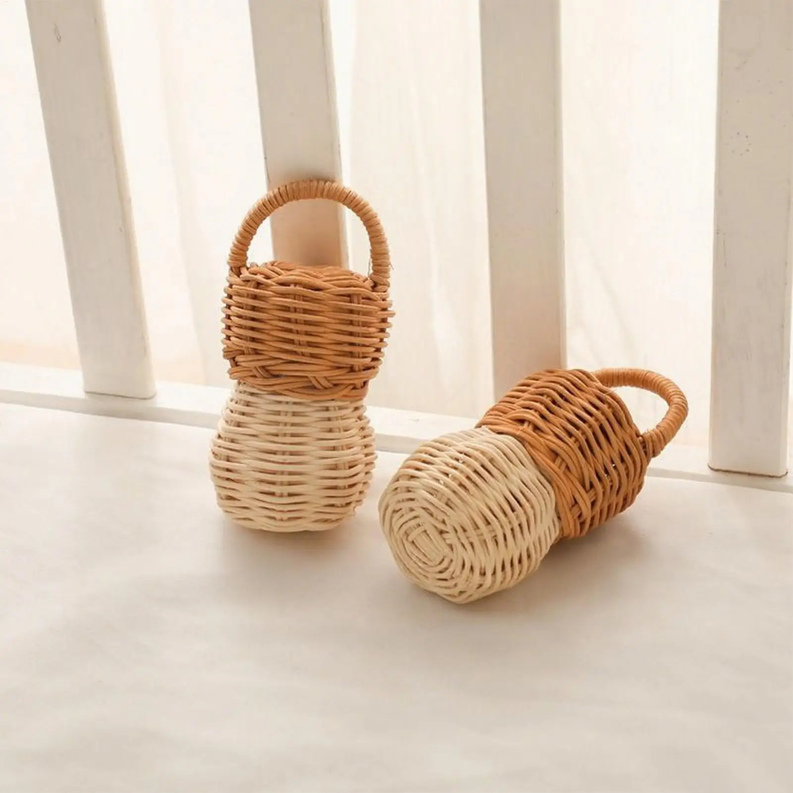 Sonagli per neonati Campana in rattan Giocattoli lenitivi Sonagli a mano Campana naturale sicura Gioco per lo sviluppo sensoriale per il gioco del bambino