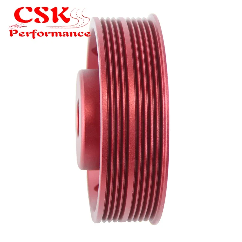 Gray/Red/Black Aluminum Light-Weight Crankshaft Crank Pulley Fits For Subaru Impreza WRX STI