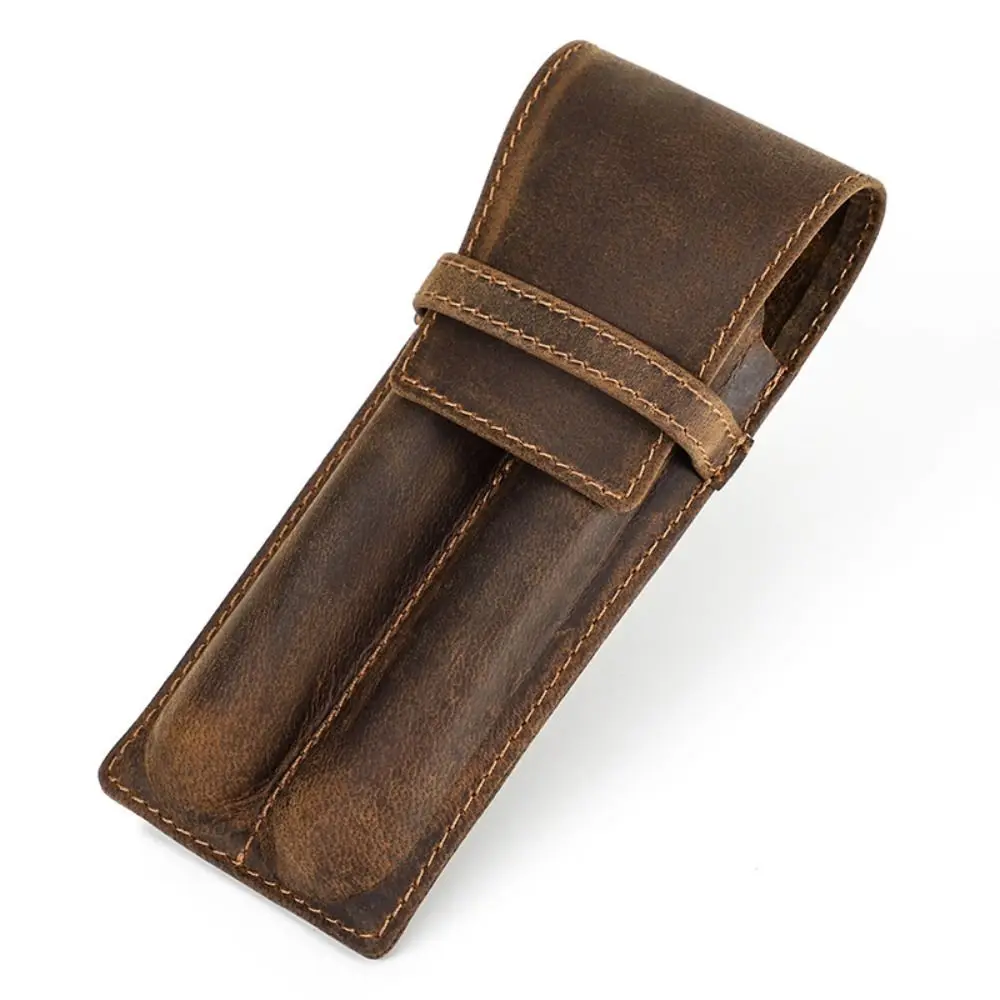

Portable Large Capacity Pen Pencil Case Leather Handmade Pen Pouch Holder Vintage Durable Desktop Organizer Stationary