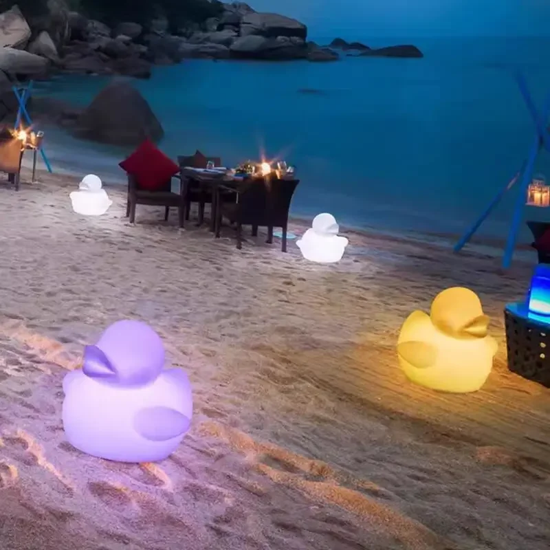 Outdoor Rechargeable Luminous Ducks Night Light RGB Color Changing Glowing Duck Floating Bath Light Swimming Pool Light for Home