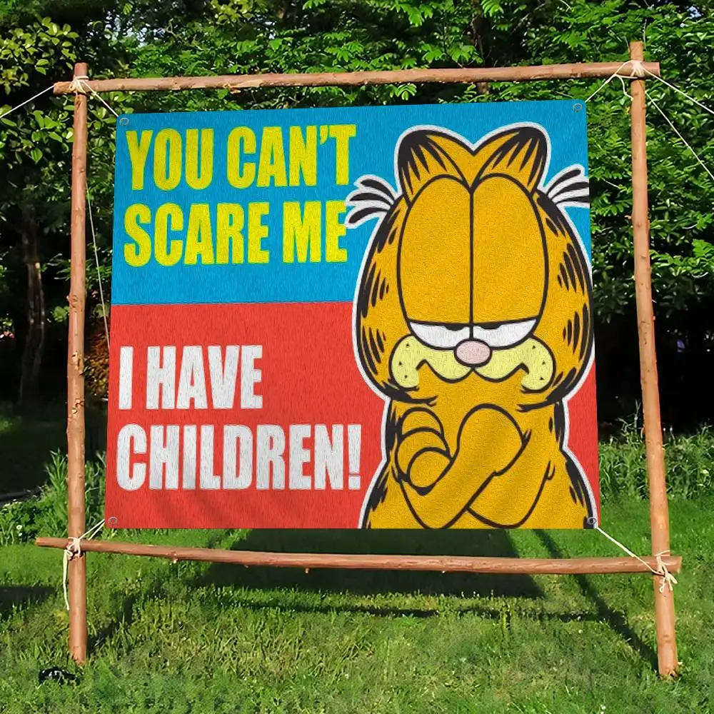Cartoon Garfield DIY Flag For Family Group Photo Living Room Home Dorm Decor Wall Art Decor Banner