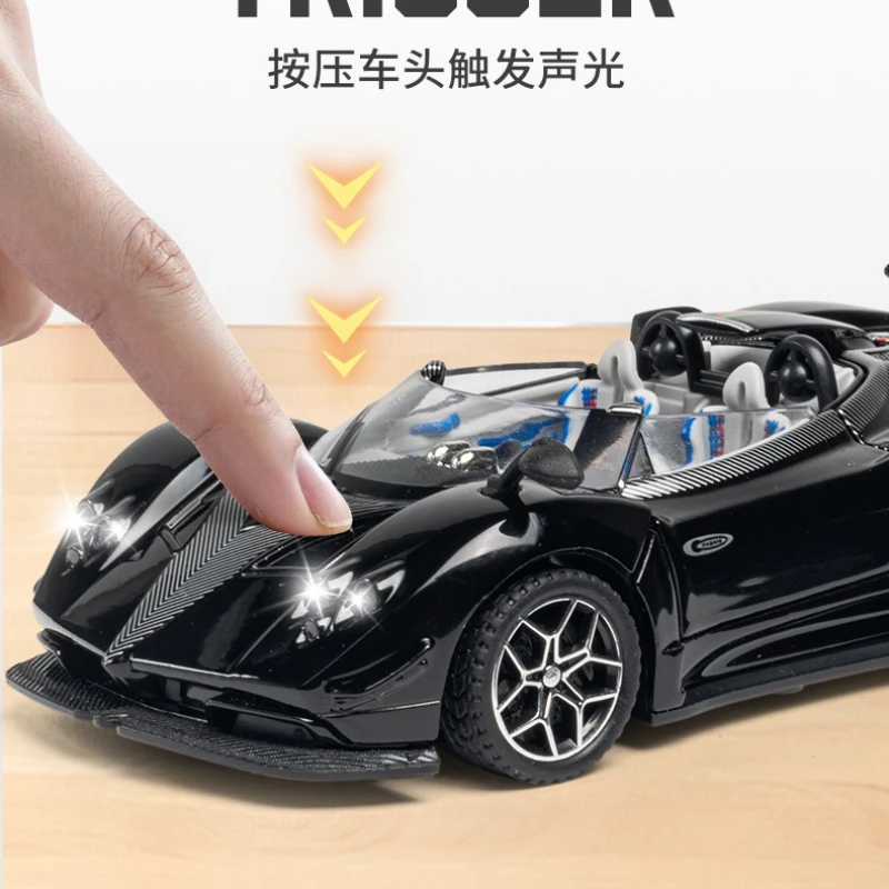 1:32 Zonda R Supercar Modello di auto in lega Suono e luce Tirare indietro Giocattolo da collezione per bambini Regalo di compleanno