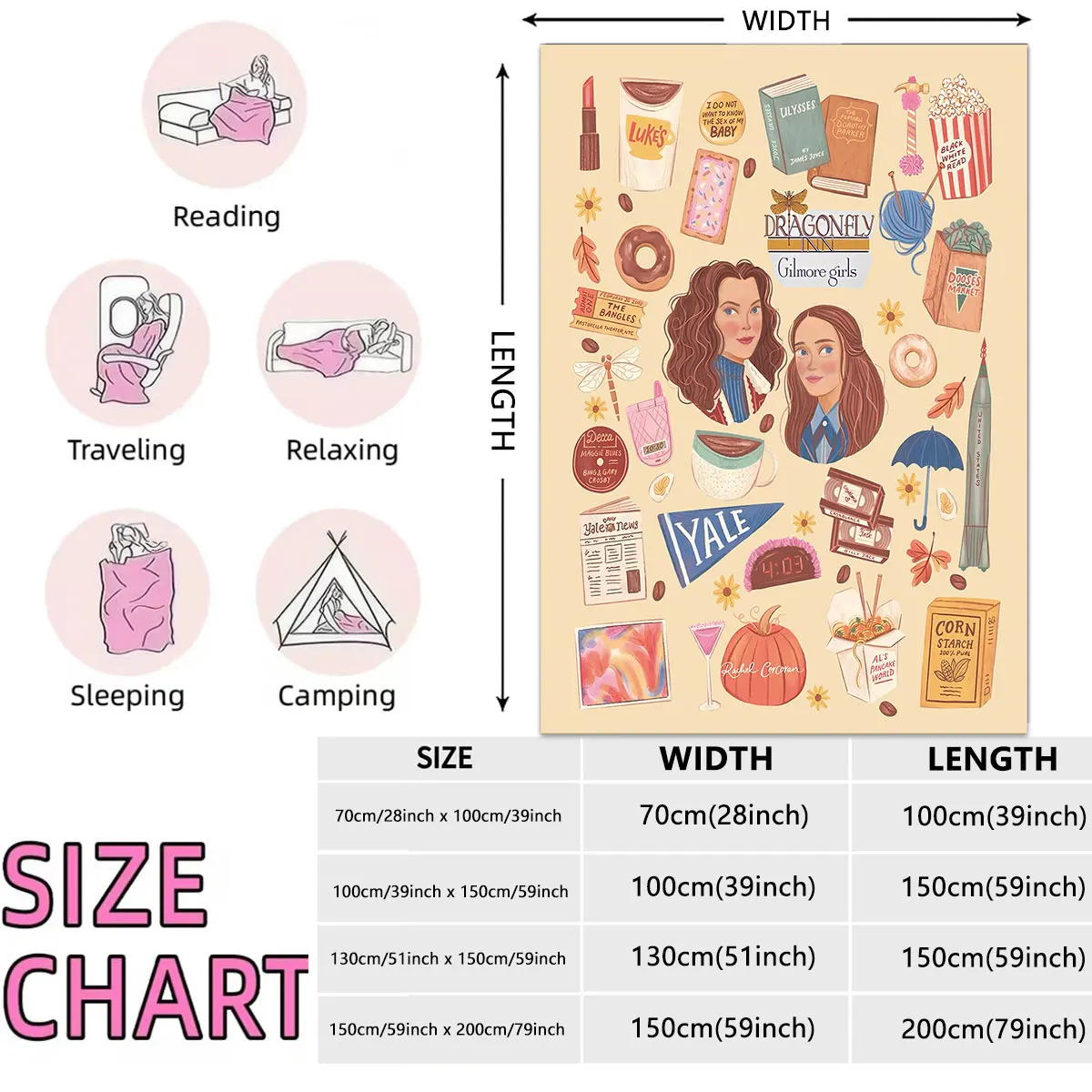 1 قطعة جيلمور بنات مطبوعة الفانيلا بطانية أريكة القيلولة بطانية عادية لينة ومريحة أحجام متعددة آلة قابل للغسل