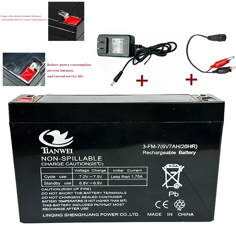 100%  New 6V lead-acid battery 7000mAh for children's electric cars, toys, cars, motorcycles, baby strollers, battery batteries