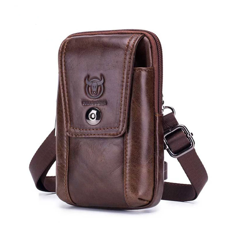 Pacotes de cintura masculina retro macio genuíno couro de vaca cruz cinto de bolso móvel multi-função crossbody bolsa de ombro