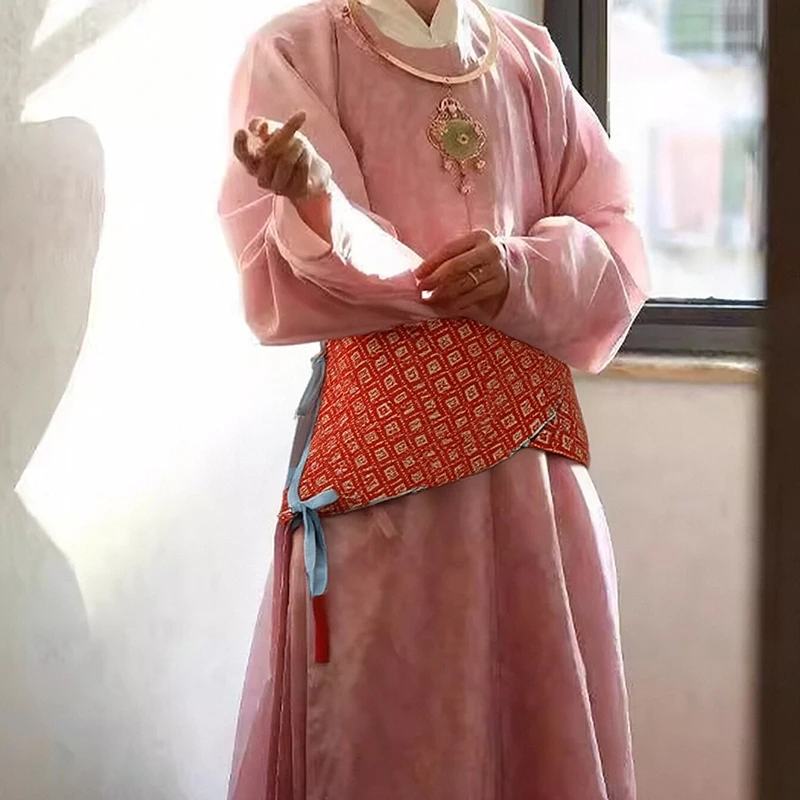 Ethnic Style Hanfu Wide Waist Belt Lace Up Ancient Fabric Waist Cover for Cheongsam Kimono Dress Decor Corset