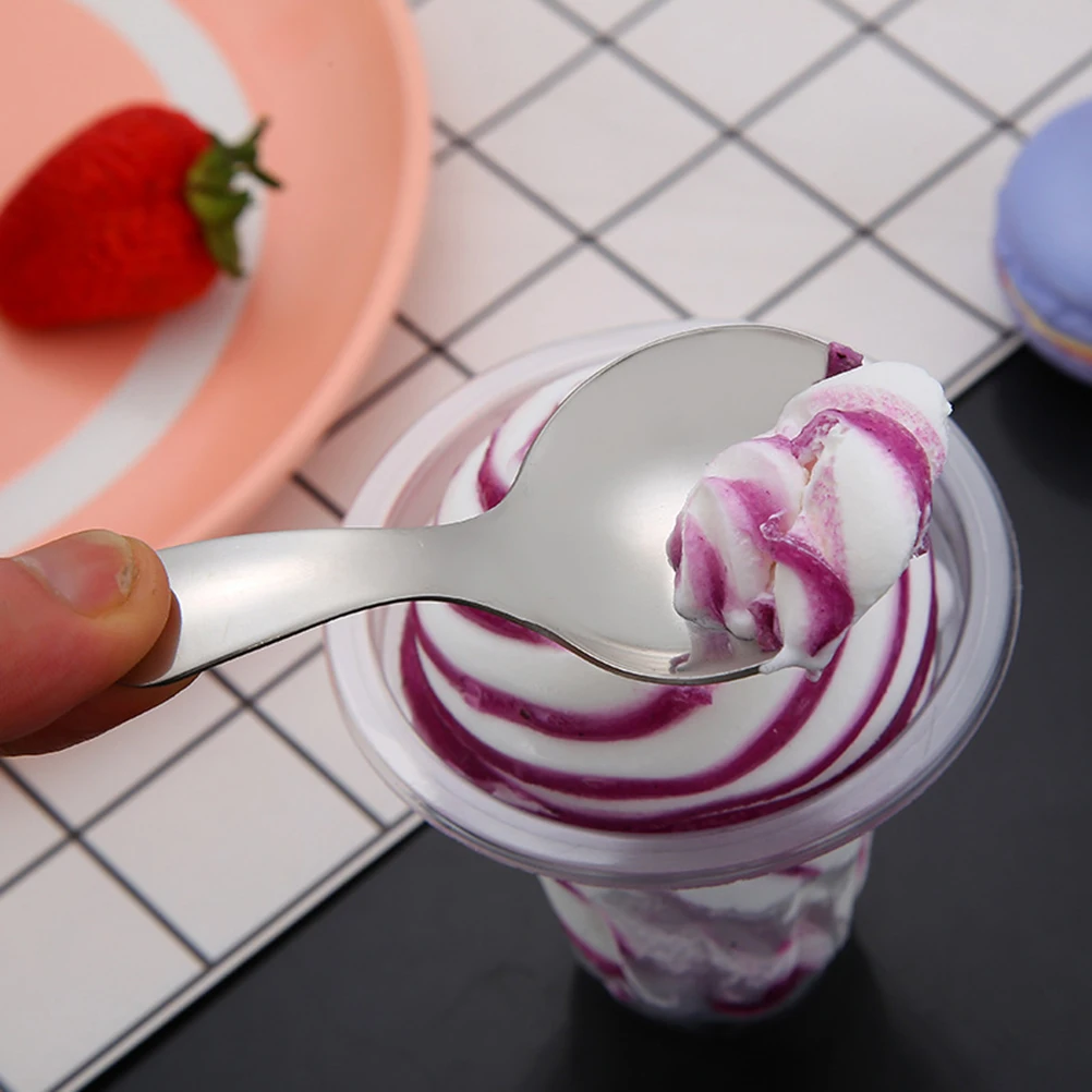 

2pcs Stainless Steel Dessert Spoon Tableware Lightweight Food Serving Scoop For Ice Cream Soup Stews Catering Home Use