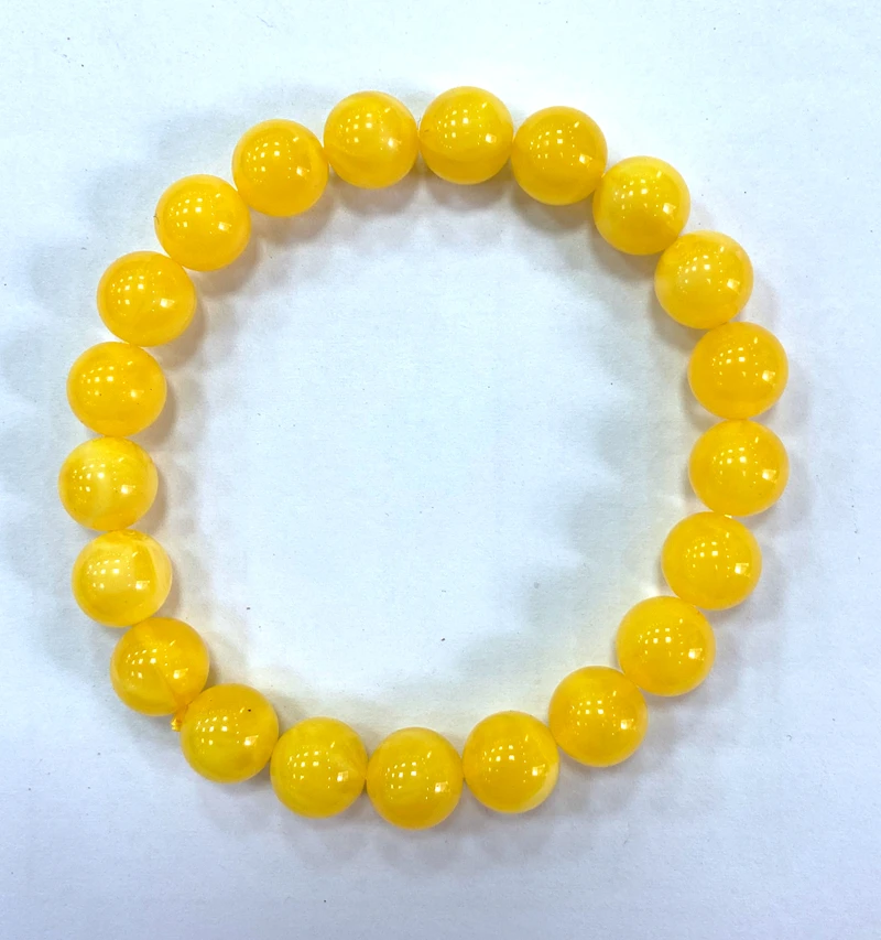 

Certificate 10mm Natural Yellow Round Mexican Amber Beeswax Bracelet