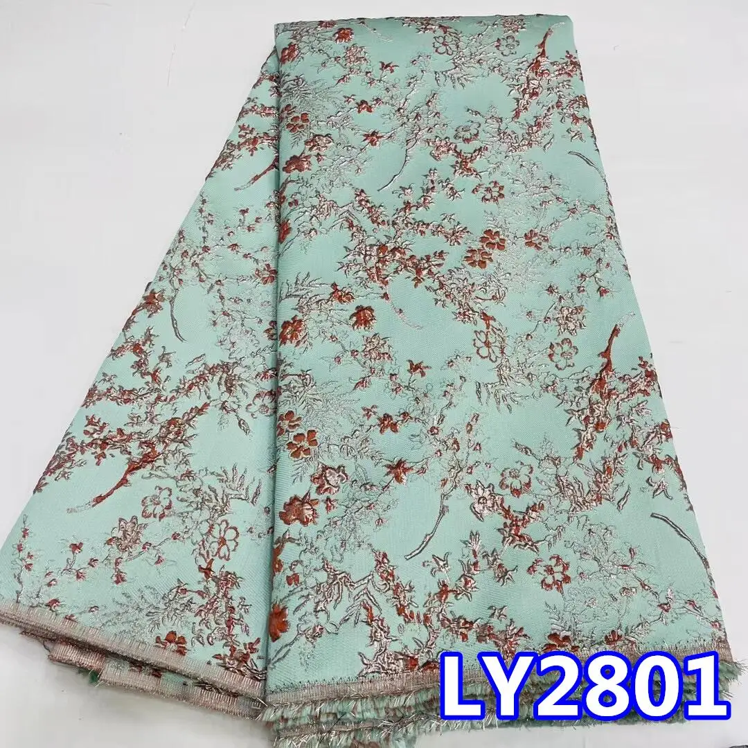 Jacquard Brocade Lace Fabric Materials 2023 High Quality African Nigerian Organza Lace Fabric For Woman Party Dress Sew LY2801