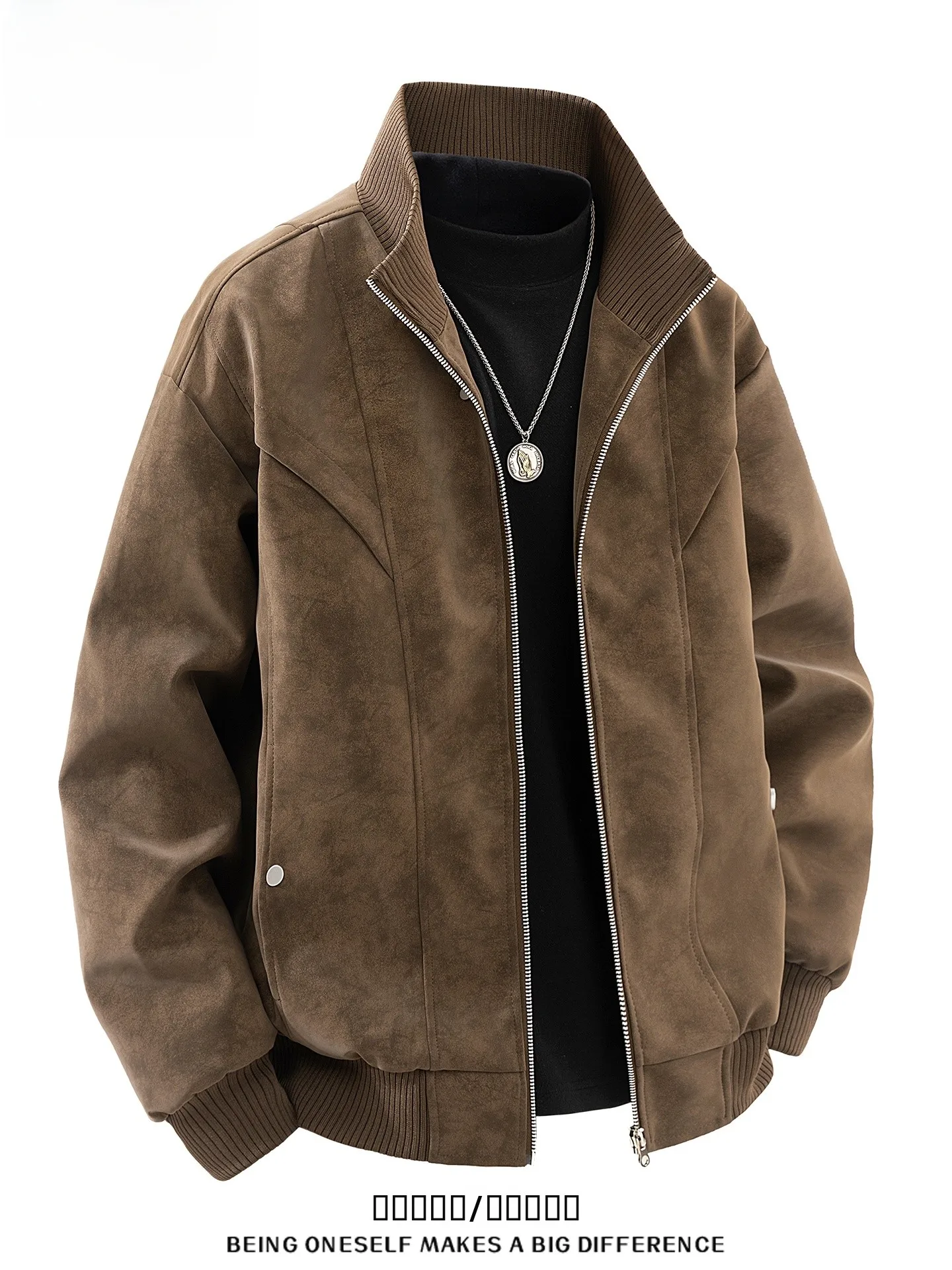 

American High Street Fce Lined Suede Jaet plus Size Loose Men's Outerwear Windproof Youth Faion Spring Autumn Jaet