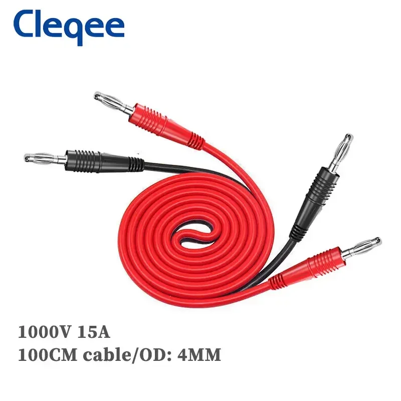 Cleqee P1041 Dual 4mm Banana Plug Soft PVC Multimeter Test Lead Universal Banana Plug 1m Cable Wire For DIY Electronic