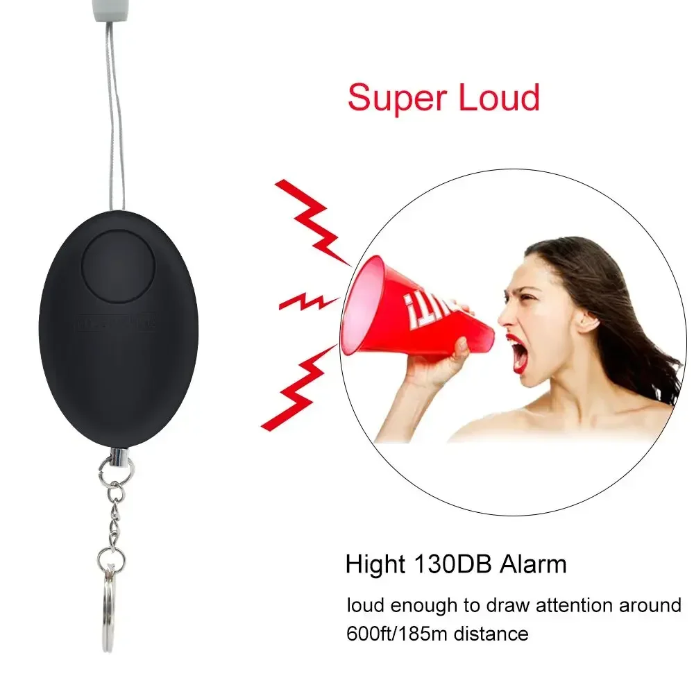 120dB Personal Safety Alarm Keychain Self Defense Emergency Sound Device Loud Siren for Women Elderly Kids Anti Rape Attack