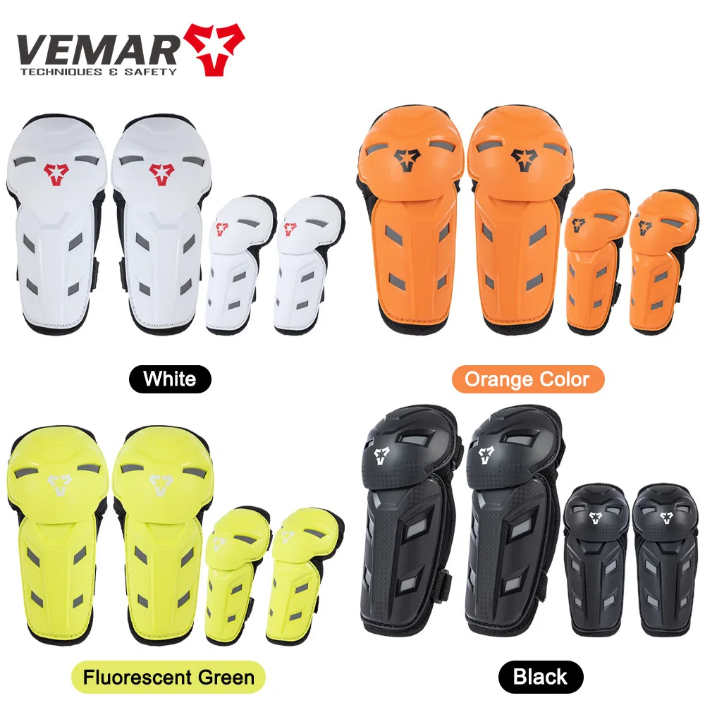 VEMAR Kids Motorcycle Knee Elbow Pads Set Motocross Riding Gear Adjustable Guards for MTB BMX Cycling Outdoor Sports