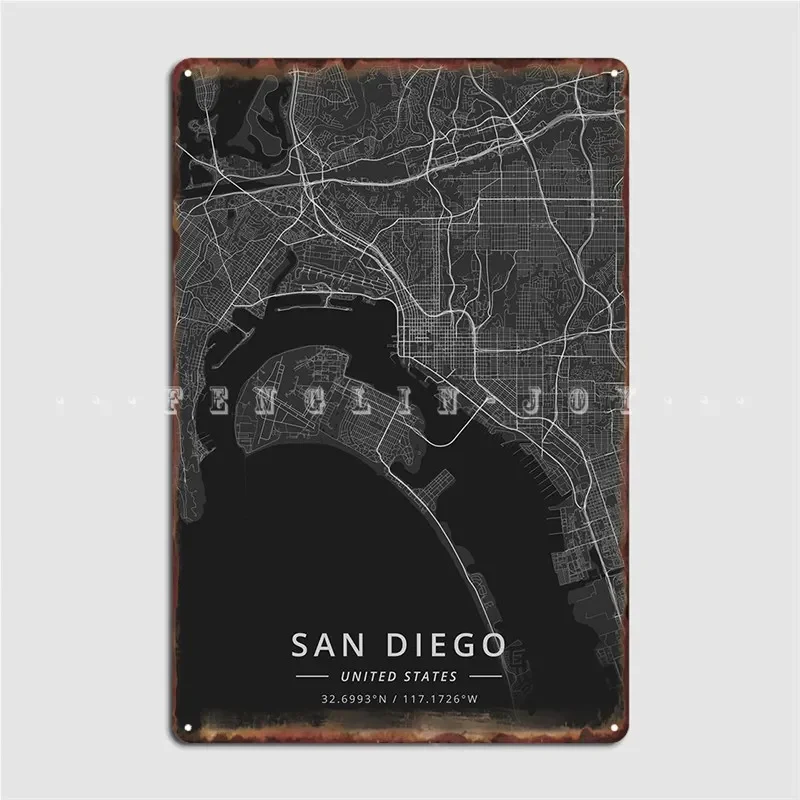 San Diego United States Metal Sign Cinema Kitchen Mural Designing Plates Tin Sign Poster