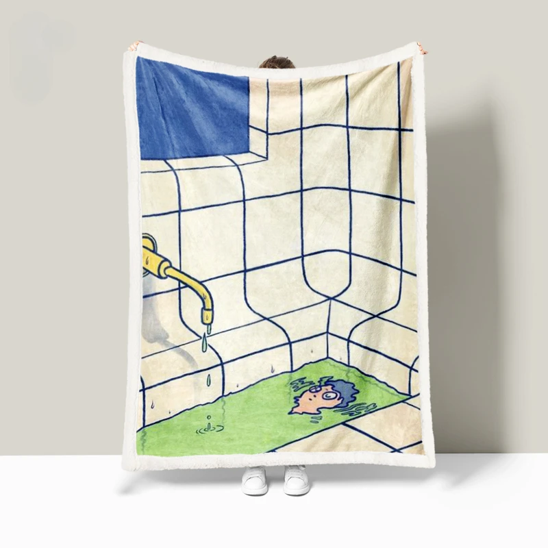 

Nordic Creative Illustration Season Double Lamb Fleece Spring Air Conditioning Blanket Student Siesta Blanket Dormitory Blankets