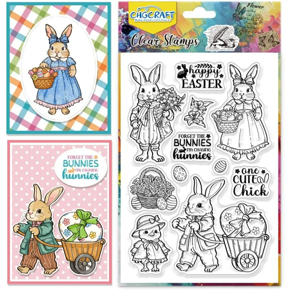 Fröhliche Ostern, transparente Stempel, Hase, Huhn, transparente Silikonstempel, Osterei, transparente Silikonstempel, Siegel für Karten, Stempel