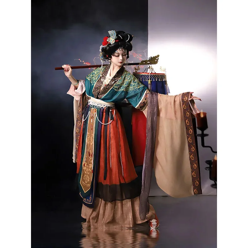 

Hanfu Dress Women Chinese Traditional Halloween Cosplay Costume Vintage Embroidery Hanfu 6 Piece Sets Birthday Party Dress XL