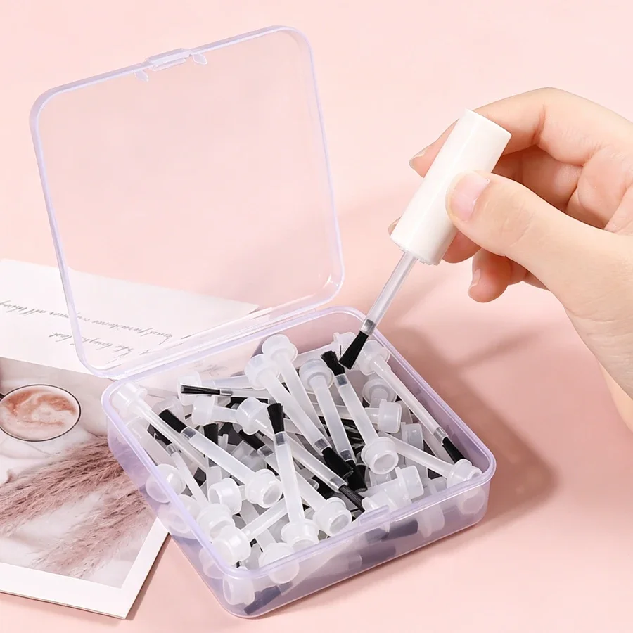50Pcs Disposable Flat Nail Polish Brushes with Handle for Nail Polish, Gel Application Easy Replacement