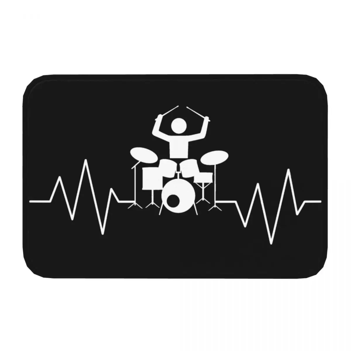 Drummer Heartbeat Pulse Line Percussion Bath Mat Rug Home Doormat Living Room Carpet Balcony