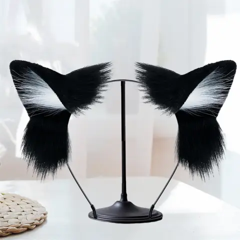 Black Cat Ears Headband for Women Cute Halloween Costume Hair Accessories Cosplay Party Headpiece for Adults