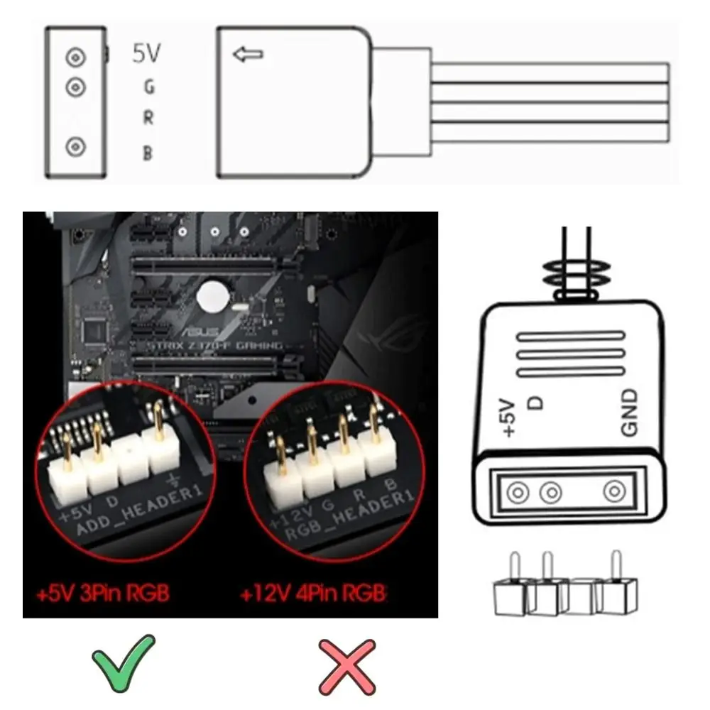 Professional 5V ARGB Splitter Cable Solder-Free 3pin RGB Splitter Universal Connector Cable DIY Lighting